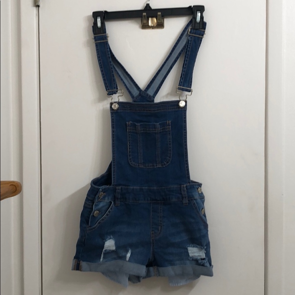 Dark blue over-alls